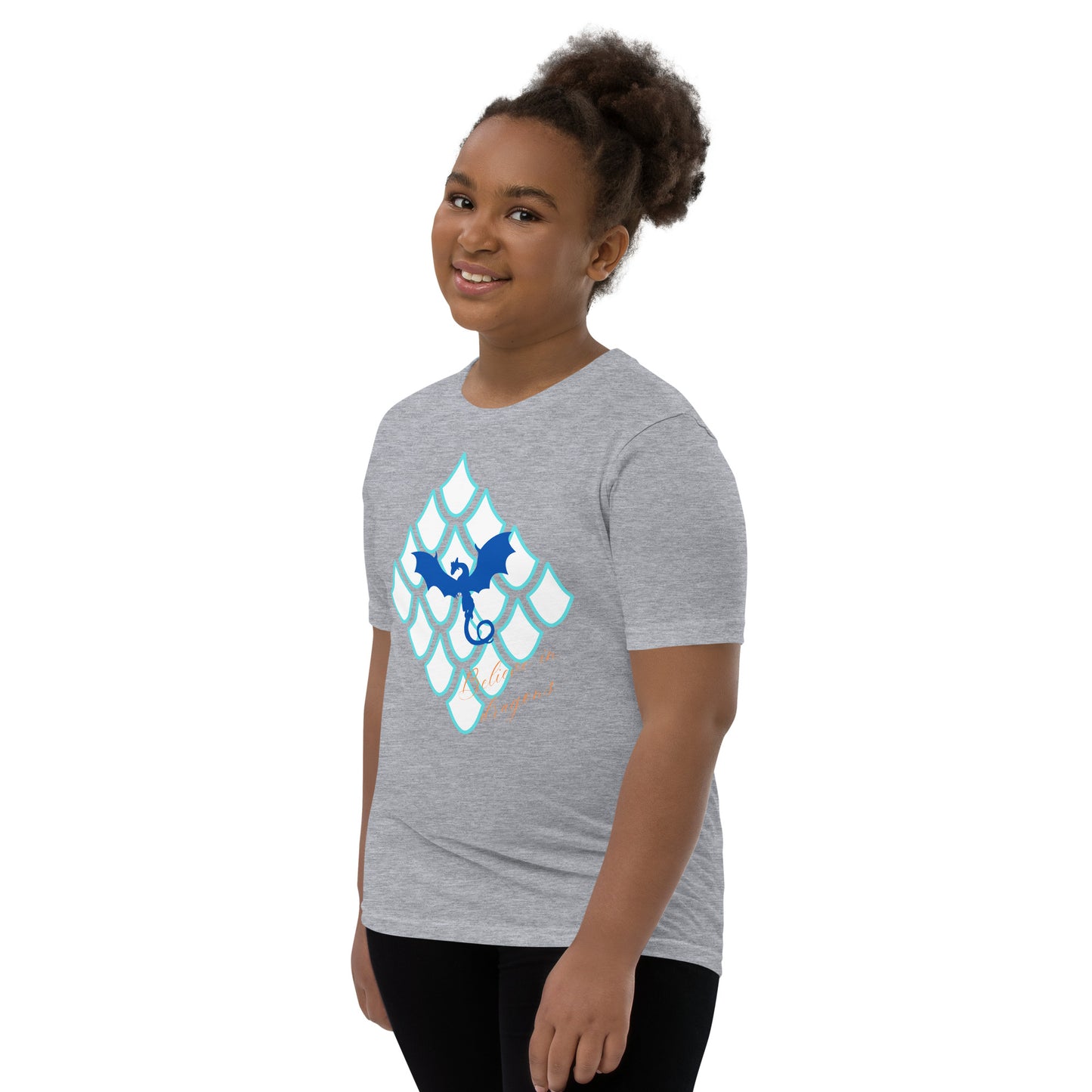 Believe In Dragons! Scale Up! Youth Short Sleeve T-Shirt - S&J Pictures