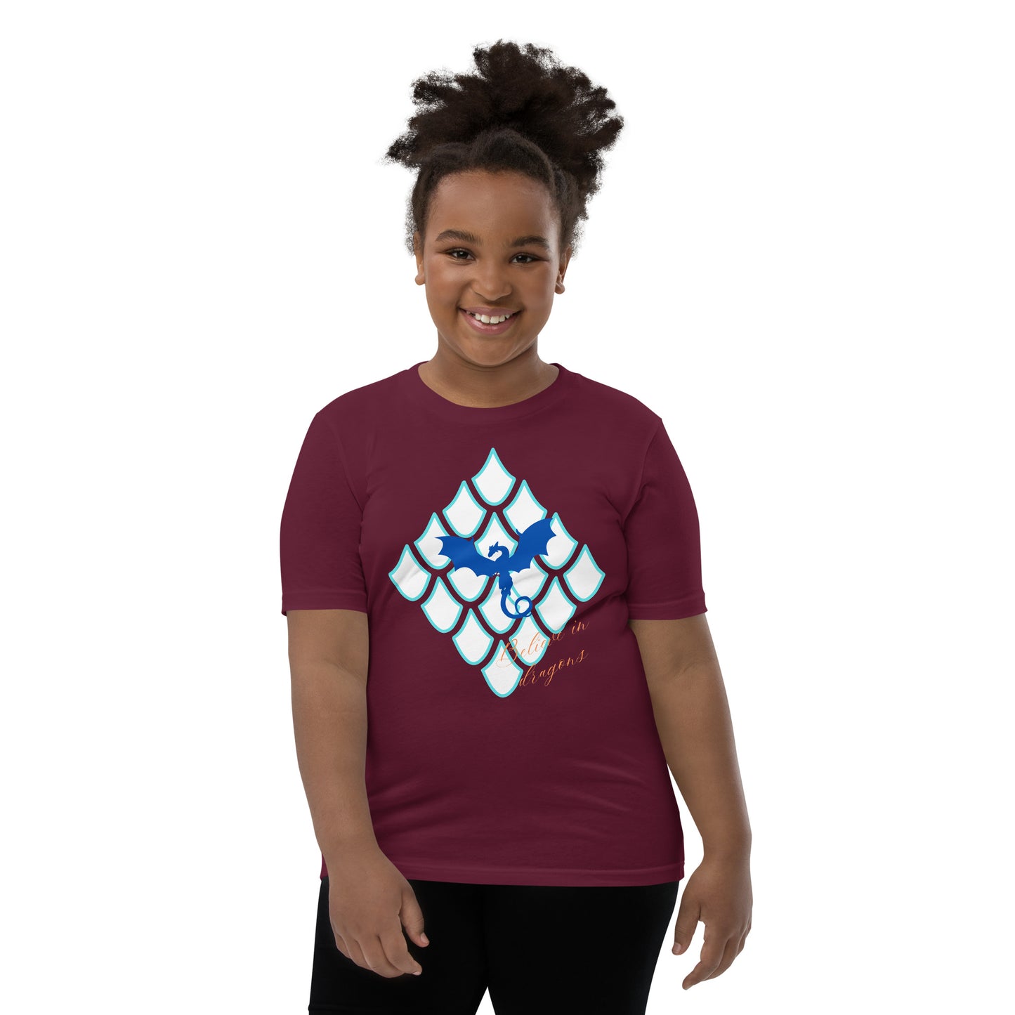 Believe In Dragons! Scale Up! Youth Short Sleeve T-Shirt - S&J Pictures