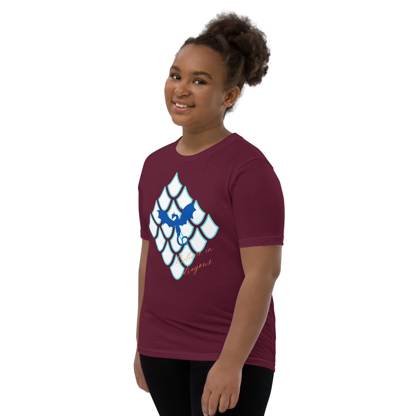 Believe In Dragons! Scale Up! Youth Short Sleeve T-Shirt - S&J Pictures