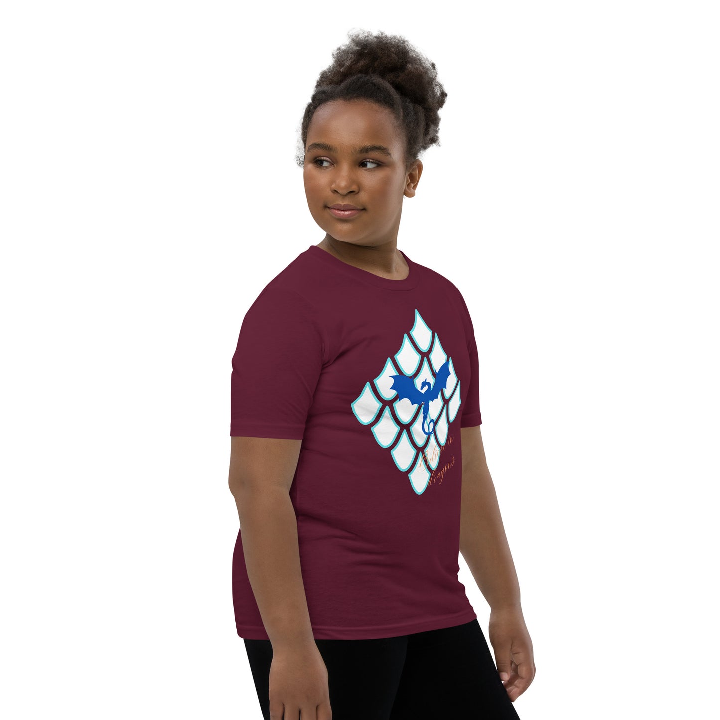 Believe In Dragons! Scale Up! Youth Short Sleeve T-Shirt - S&J Pictures