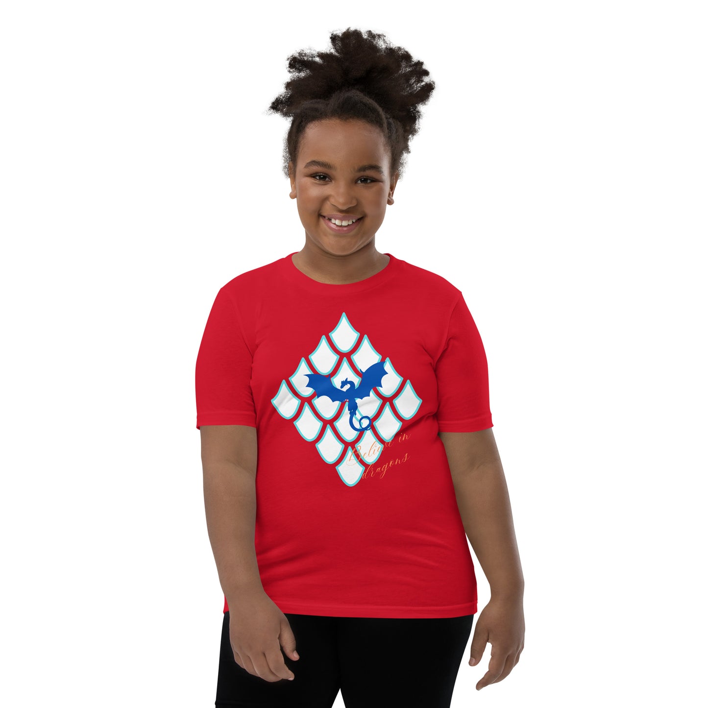 Believe In Dragons! Scale Up! Youth Short Sleeve T-Shirt - S&J Pictures