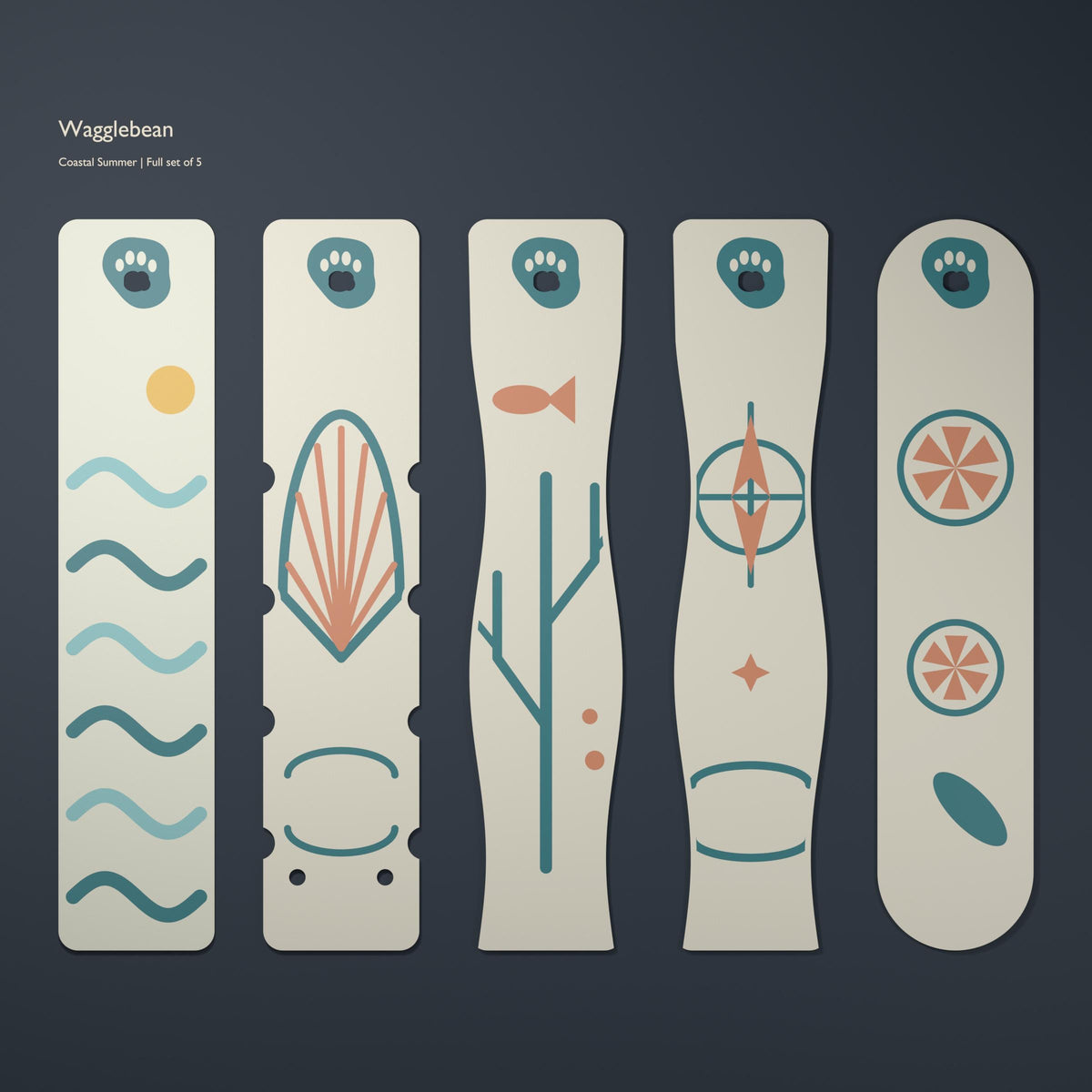 Coastal Summer bookmark – Full set of 5