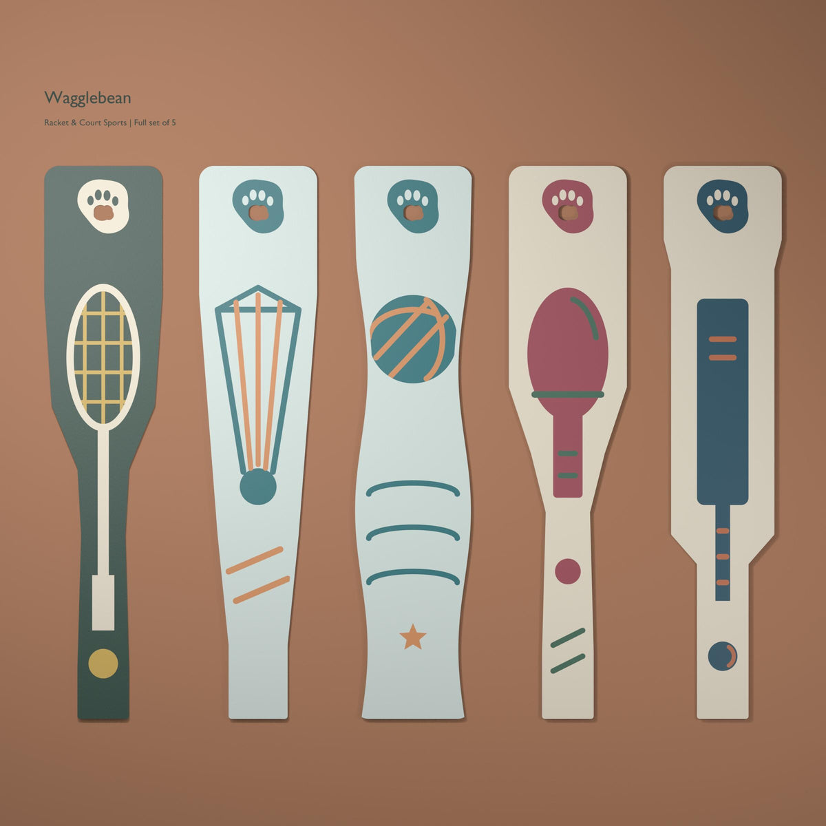 Racket & Court Sports bookmark – Full set of 5